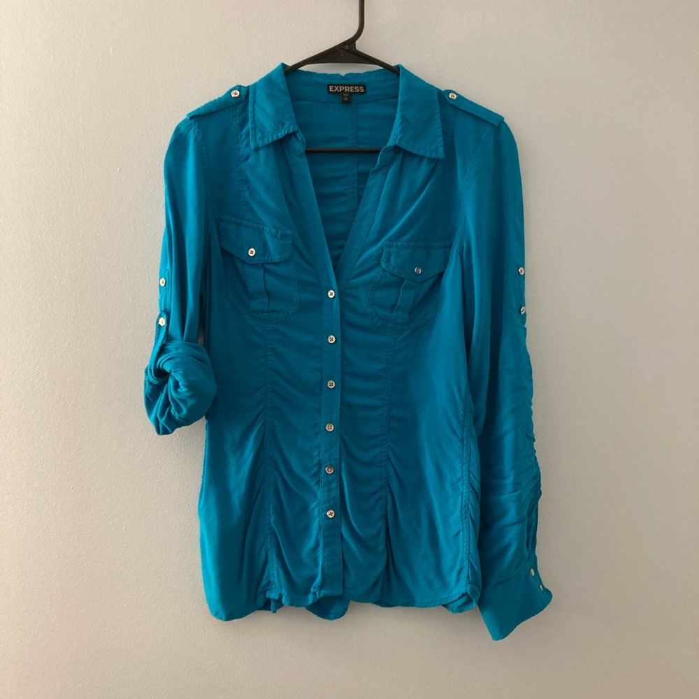 Blue Button Down Express Top